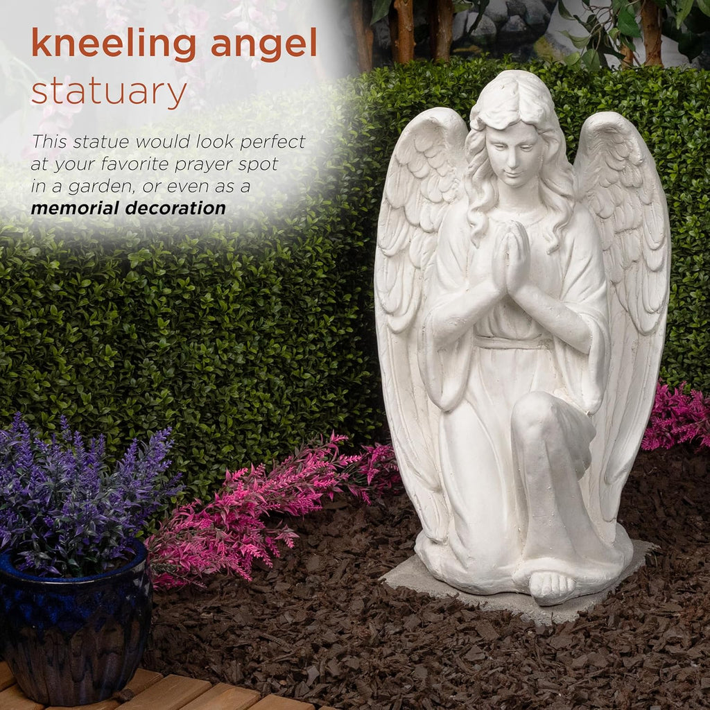 White Kneeling Praying Angel Statue Q36086