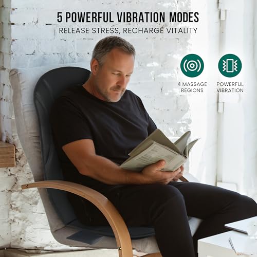 Vibration Back Massager with Heat, Seat Massager with 8 Vibrating Motors & 5 Modes, Chair Massager Cushion K655953