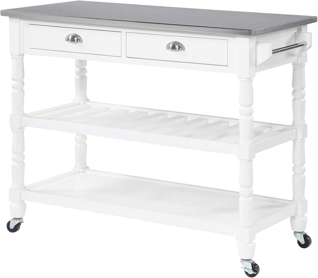 Stainless Steel 3-Tier Kitchen Cart with Drawers O245