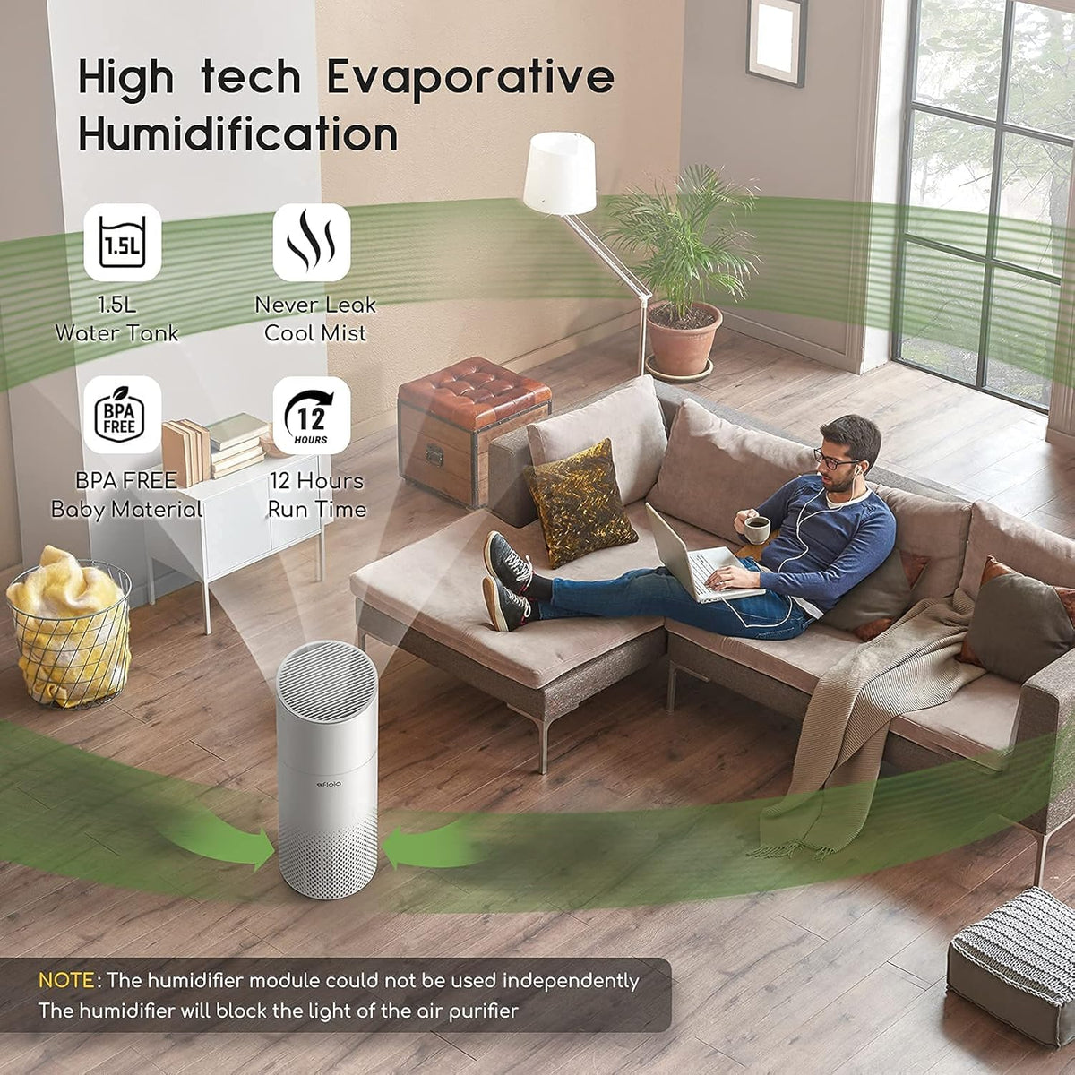 Hepa 13 Air Purifier And Humidifier Combo With Remote Control U8983
