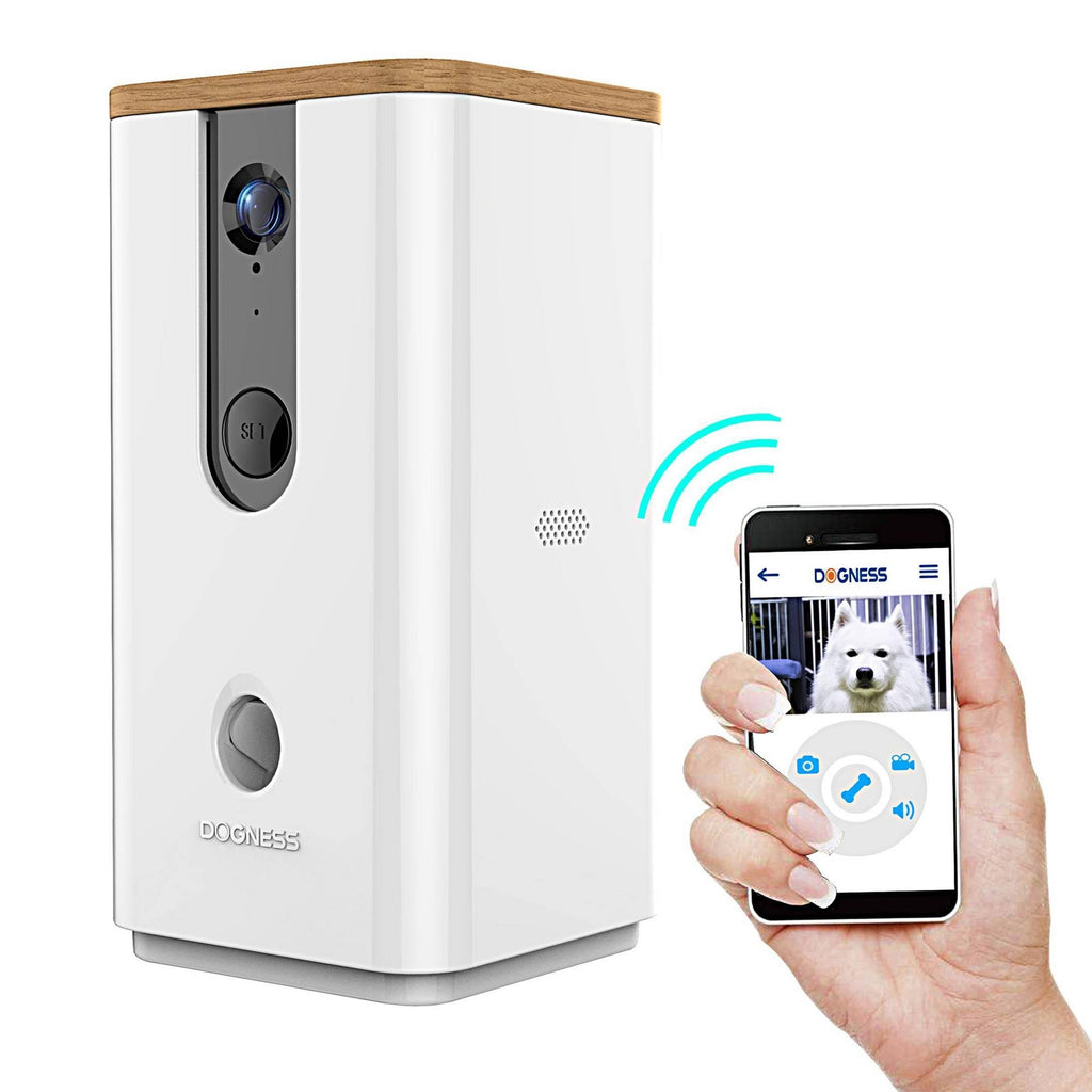 White Pet Treat Dispenser with Camera T2572