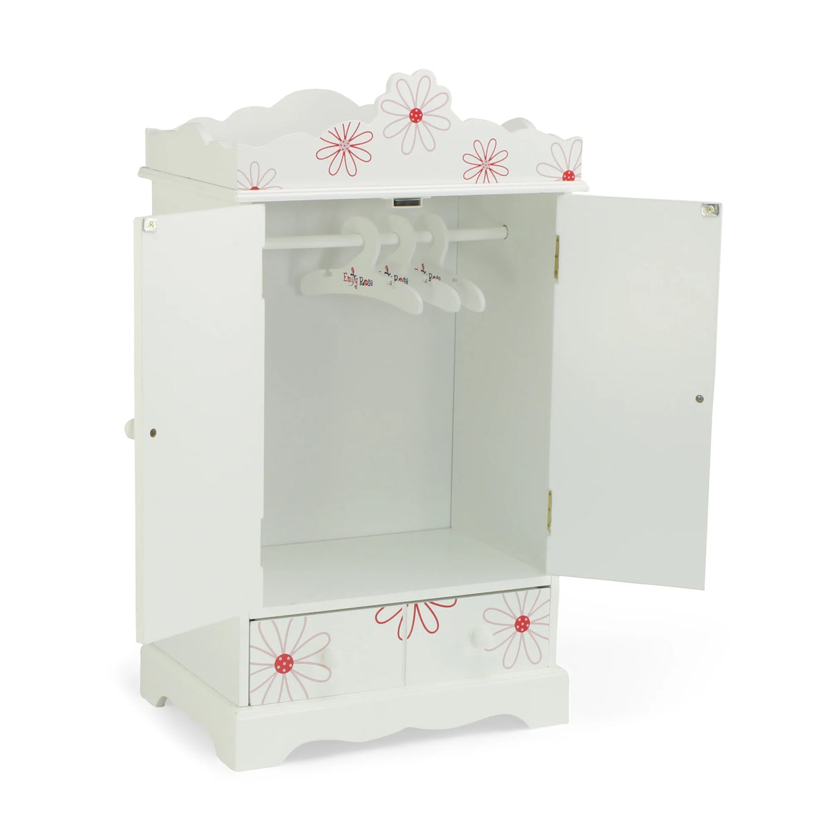 18 Inch Doll Clothes Storage Closet Armoire with 3 Notched Doll Clothes Hangers P37493