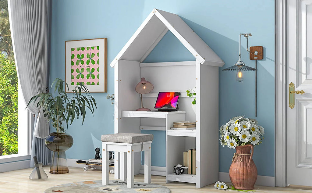 White House-Shaped Desk with Stool S4265