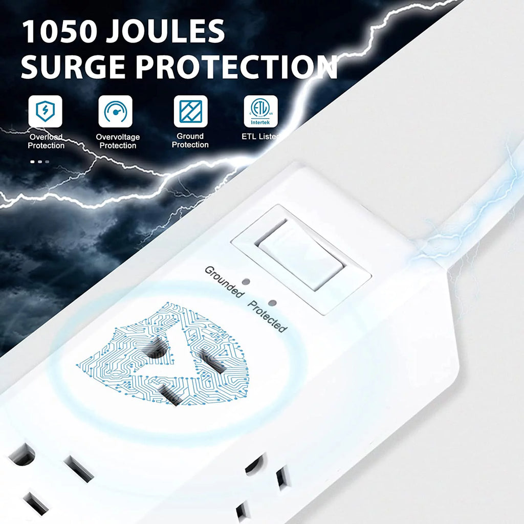 Surge Protector Power Strip with 9 Outlets 2 USB-A 1 USB-C 5 Ft Extension Cord F15987