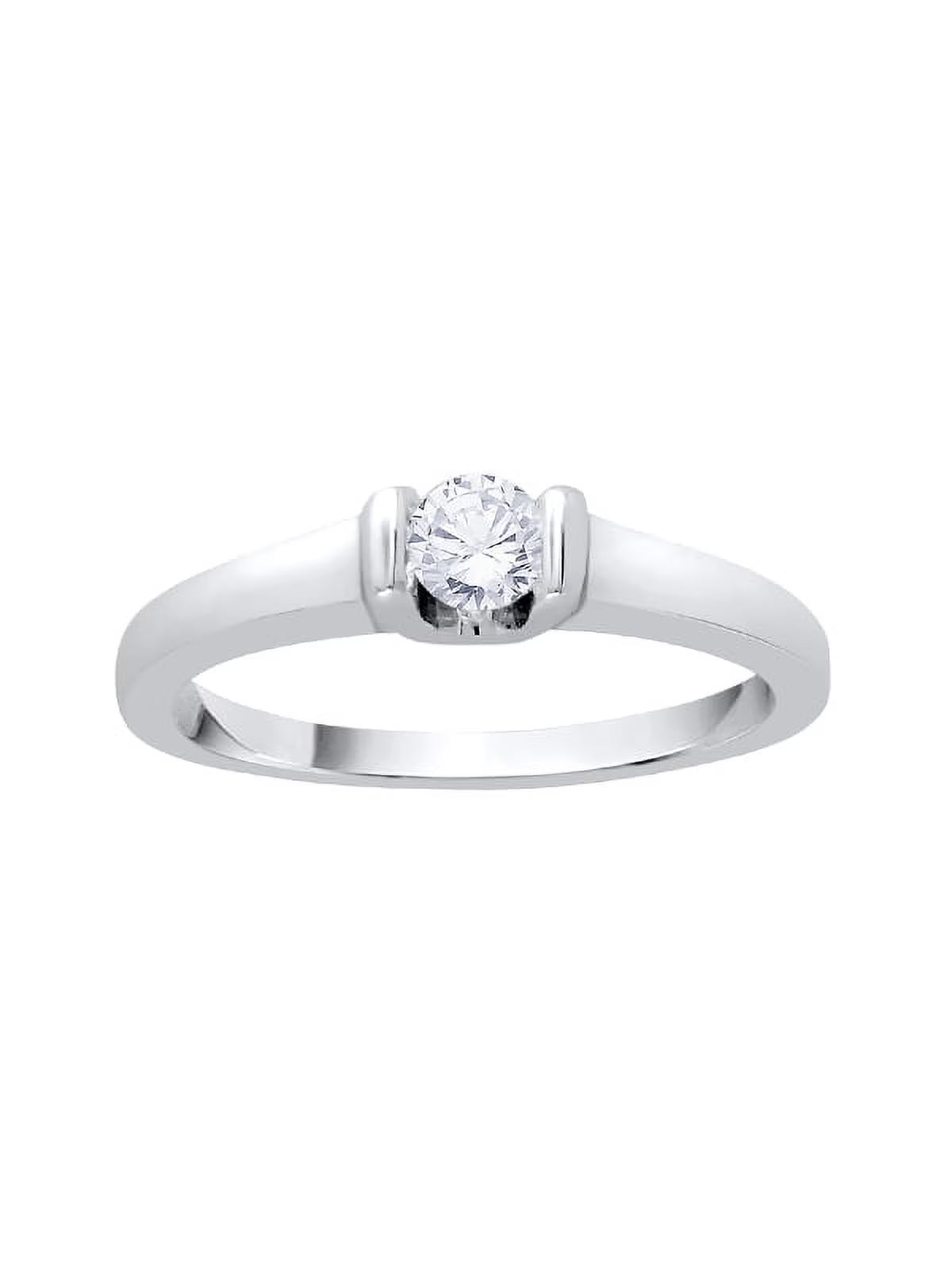 14K White Gold Diamond Solitaire Engagement Ring R8295