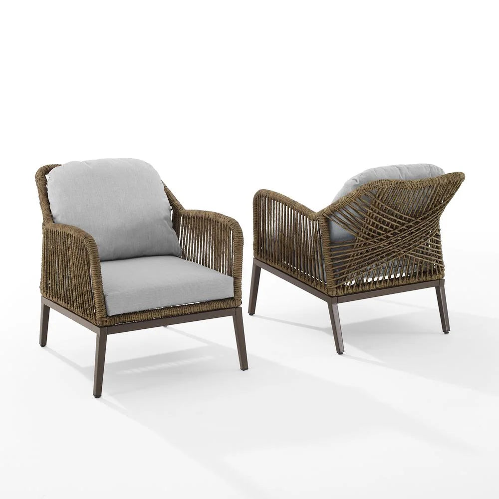 Gray Brown Wicker Outdoor Armchair Set S5055