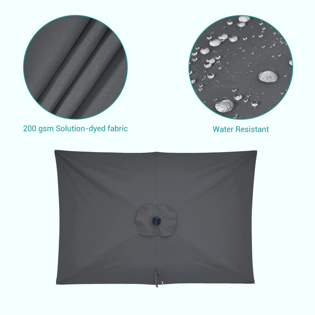 10 x 6.5ft LED Solar Patio Umbrella with Non-Fading Canopy M97752