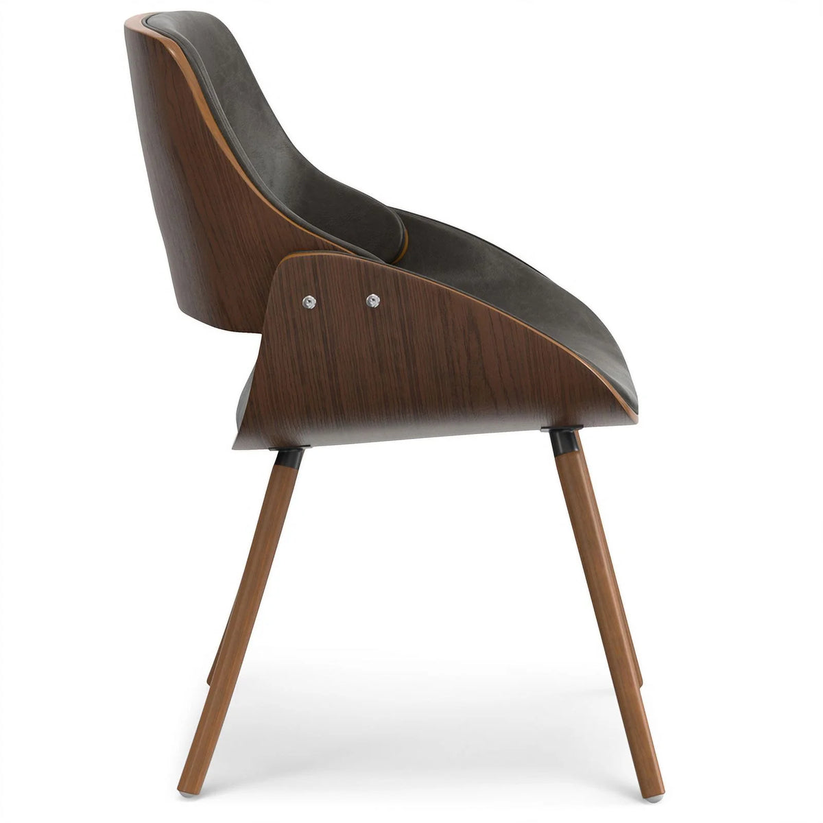 Brown Wood & Faux Leather Dining Chair E4983