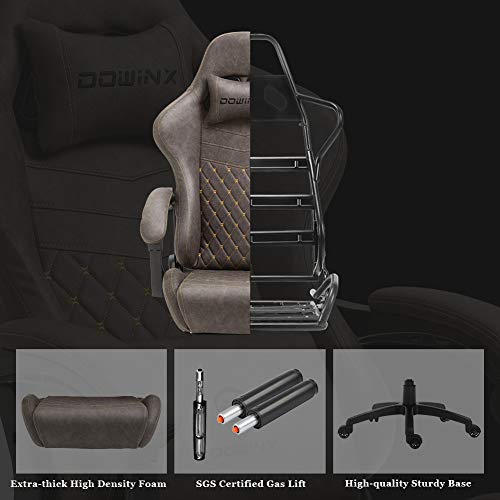 Brown Ergonomic Gaming Chair with Footrest and Massage Lumbar Support S178