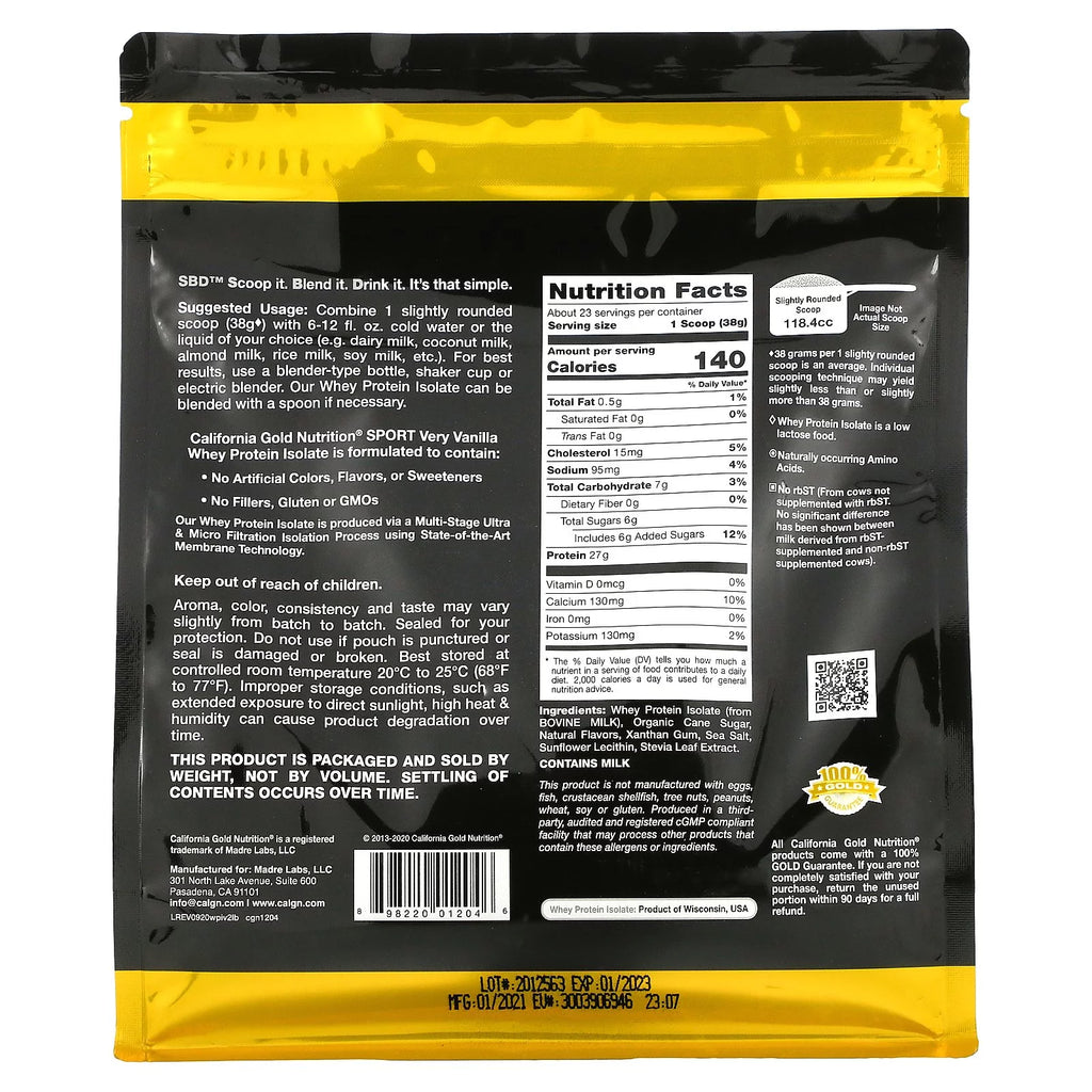 100% Whey Protein Isolate, Very Vanilla Flavor, 2 lbs (907 g) X790718