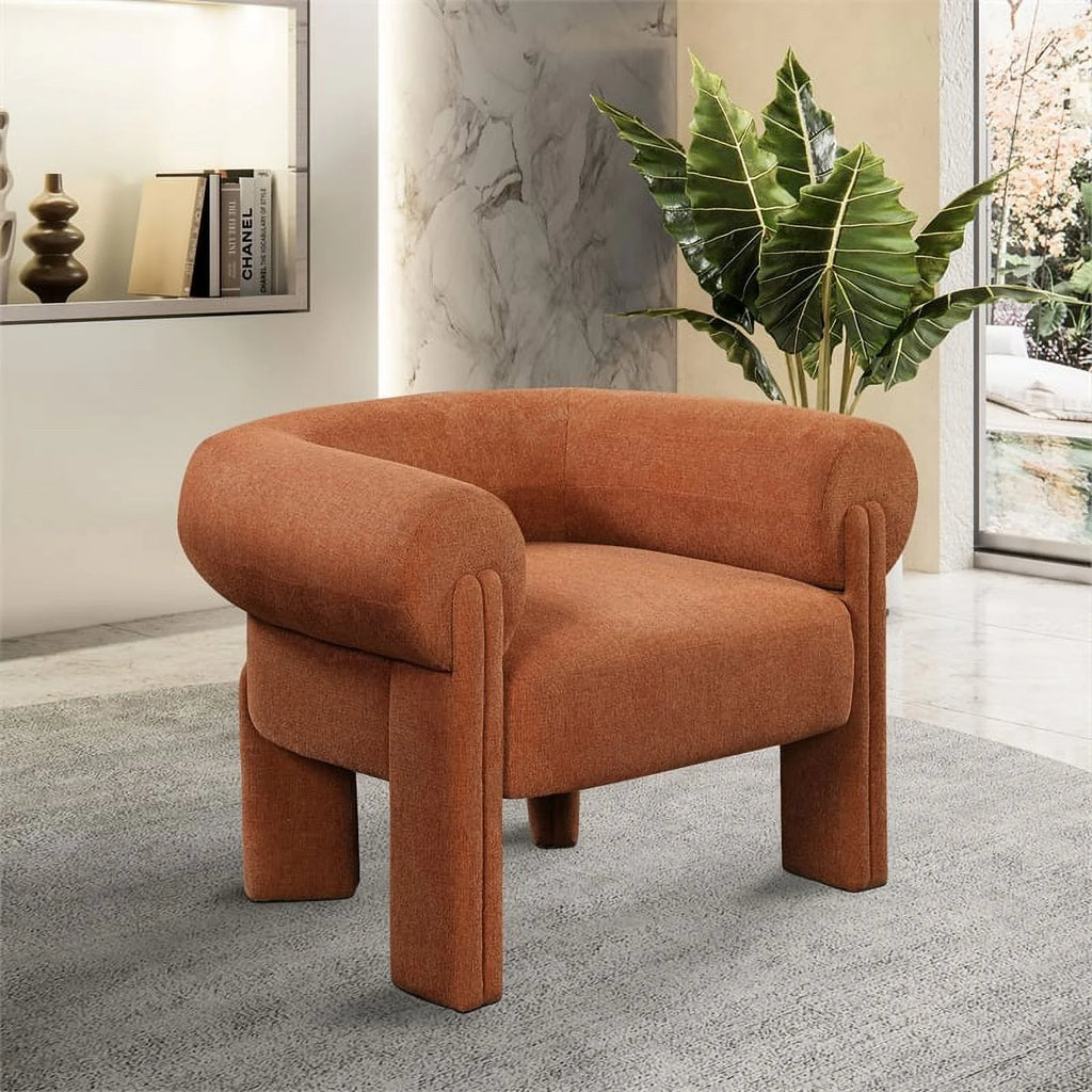 Cognac Fabric Accent Chair J423