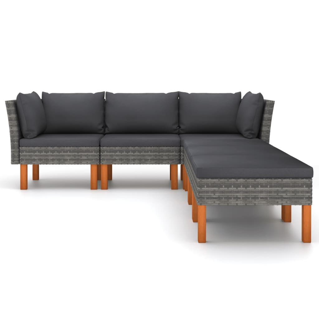 6 Piece Patio Set with Cushions Poly Rattan Gray R55315