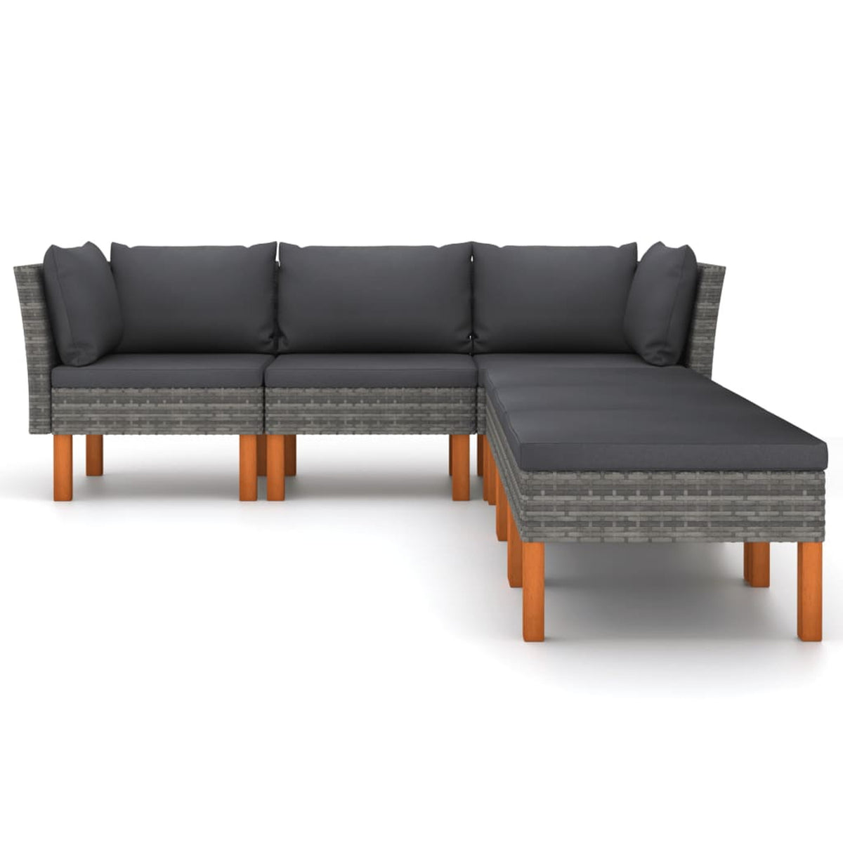6 Piece Patio Set with Cushions Poly Rattan Gray R55315