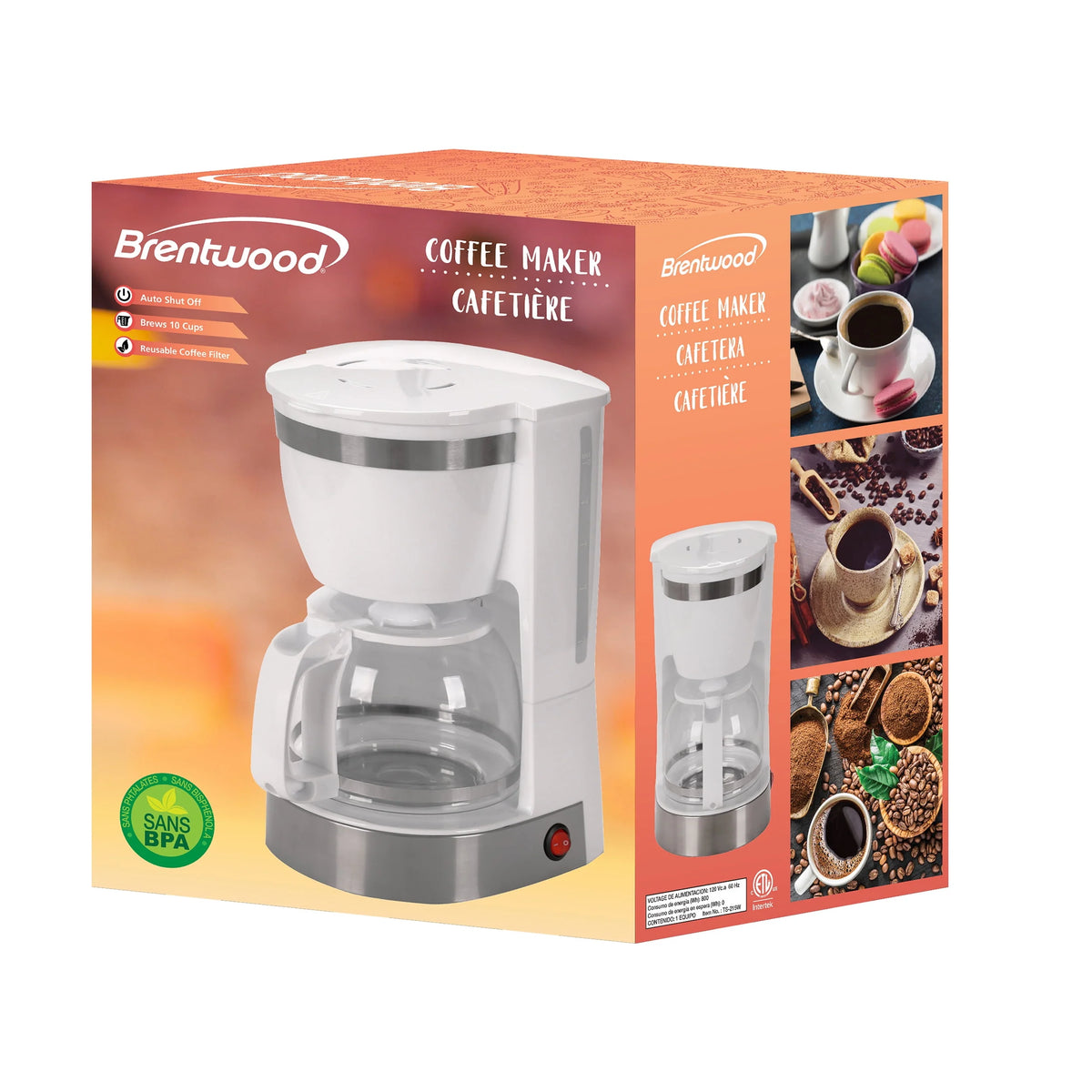 10 Cup 800 Watt Coffee Maker in White I809991