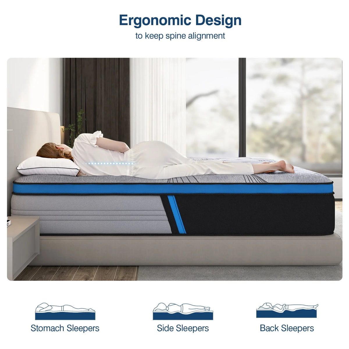 Queen Size 12-Inch Hybrid Gel Memory Foam Pillow Top Mattress M104821