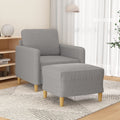 Light Gray Fabric Sofa Chair with Footstool I748066