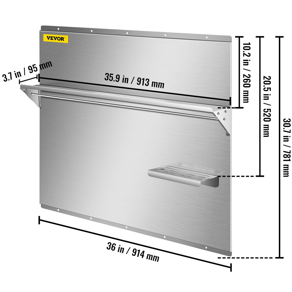 Stainless Steel Range Backsplash with Shelf S655