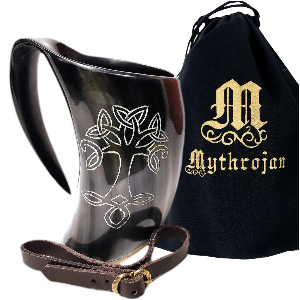 Viking Drinking Horn Tankard with Leather Strap 600ML F257065