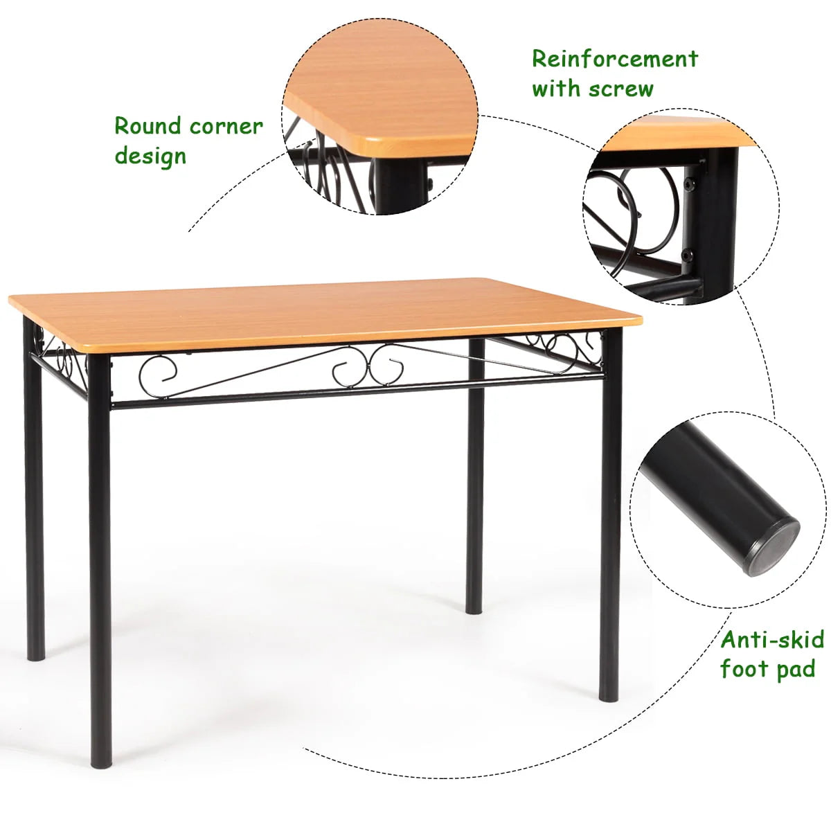 5 PC Wood Metal Dining Set with Table and 4 Chairs R172686