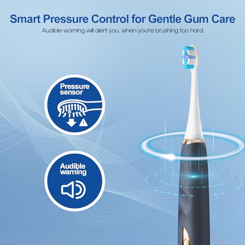 Rechargeable Electric Toothbrush with 8 Brush Heads, 5 Modes, Pressure Sensor E896603