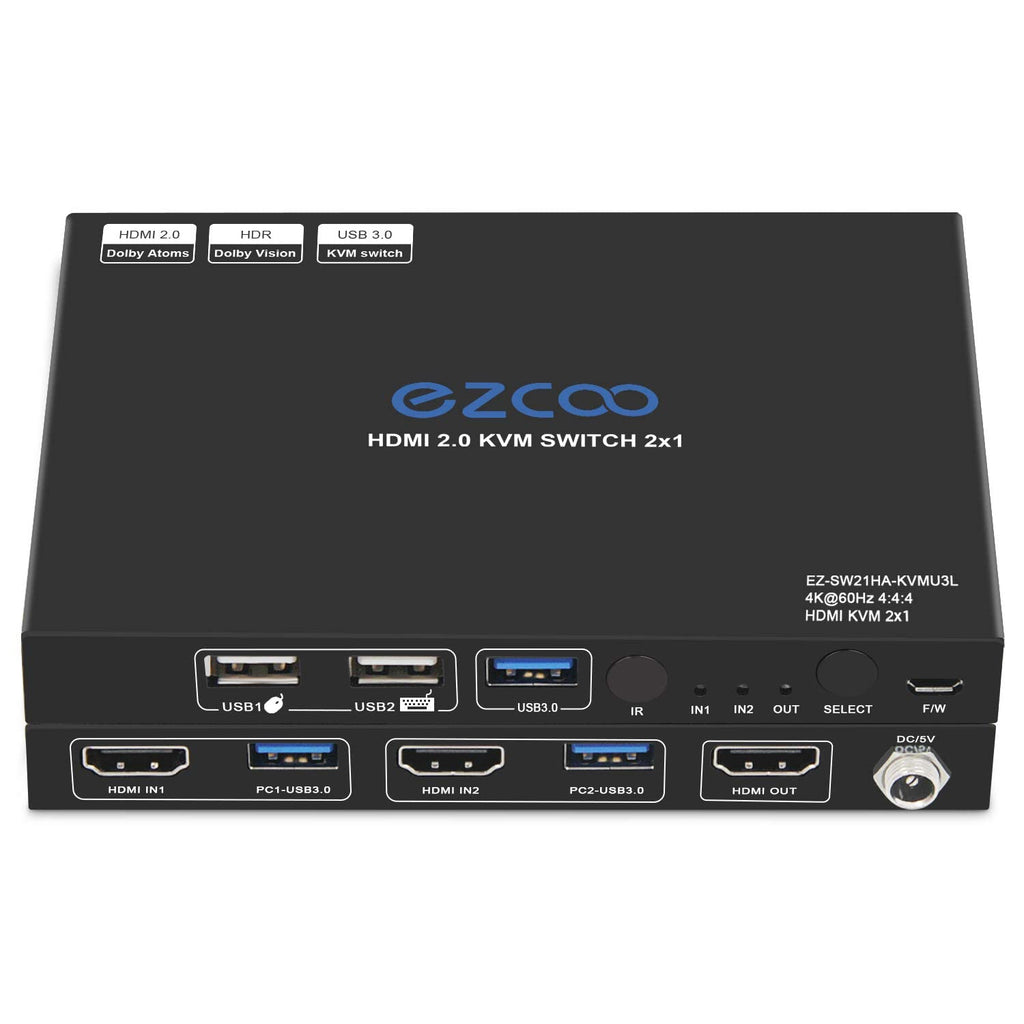 USB 3.0 KVM Switch HDMI 2-Port 4K60 with Stereo Audio Extractor C902