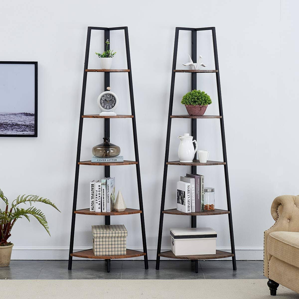 5-Shelf Industrial Corner Bookcase X8386
