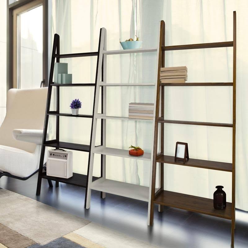 Espresso 5-Shelf Ladder Bookcase D499