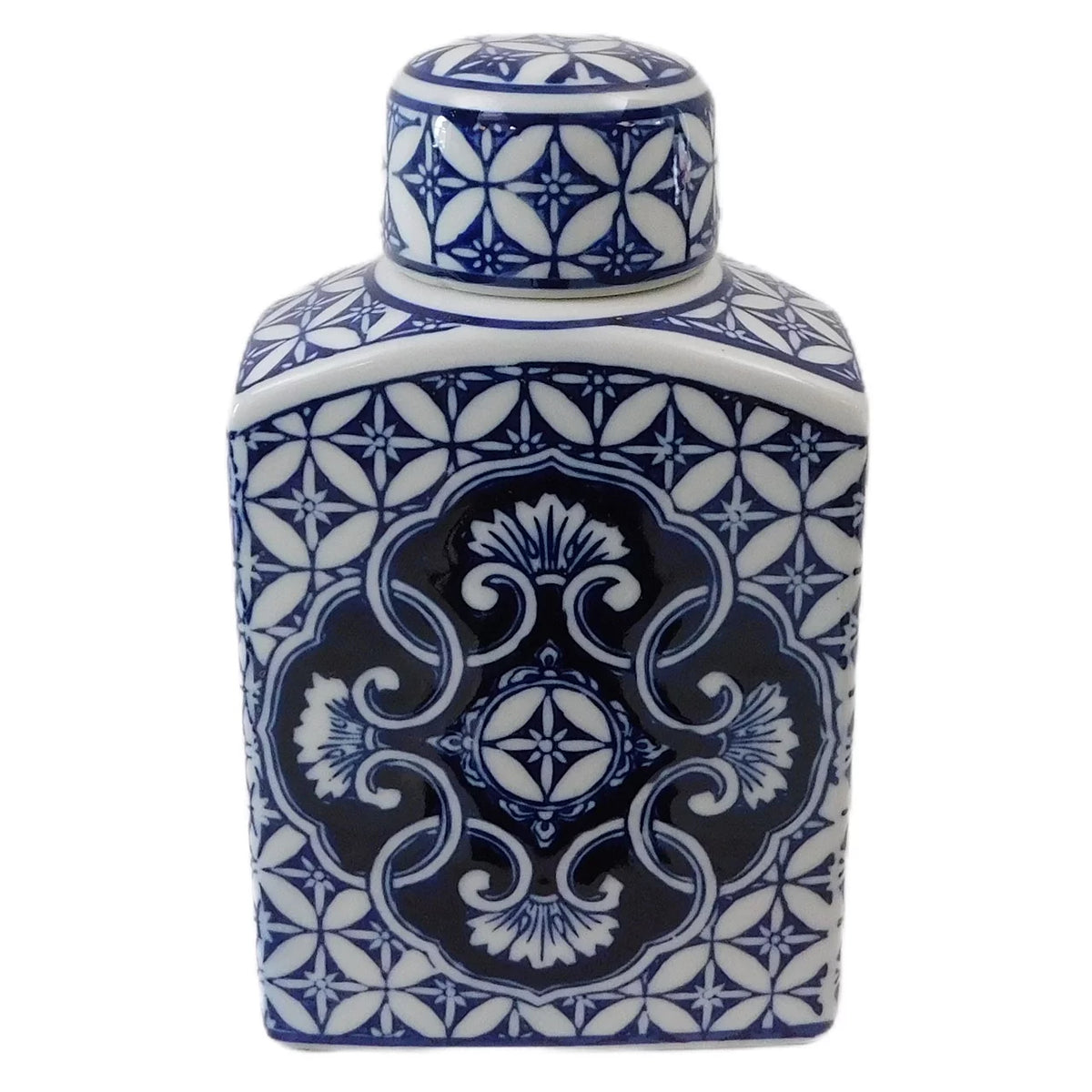 Blue and White Rectangular Tea Jar C995490