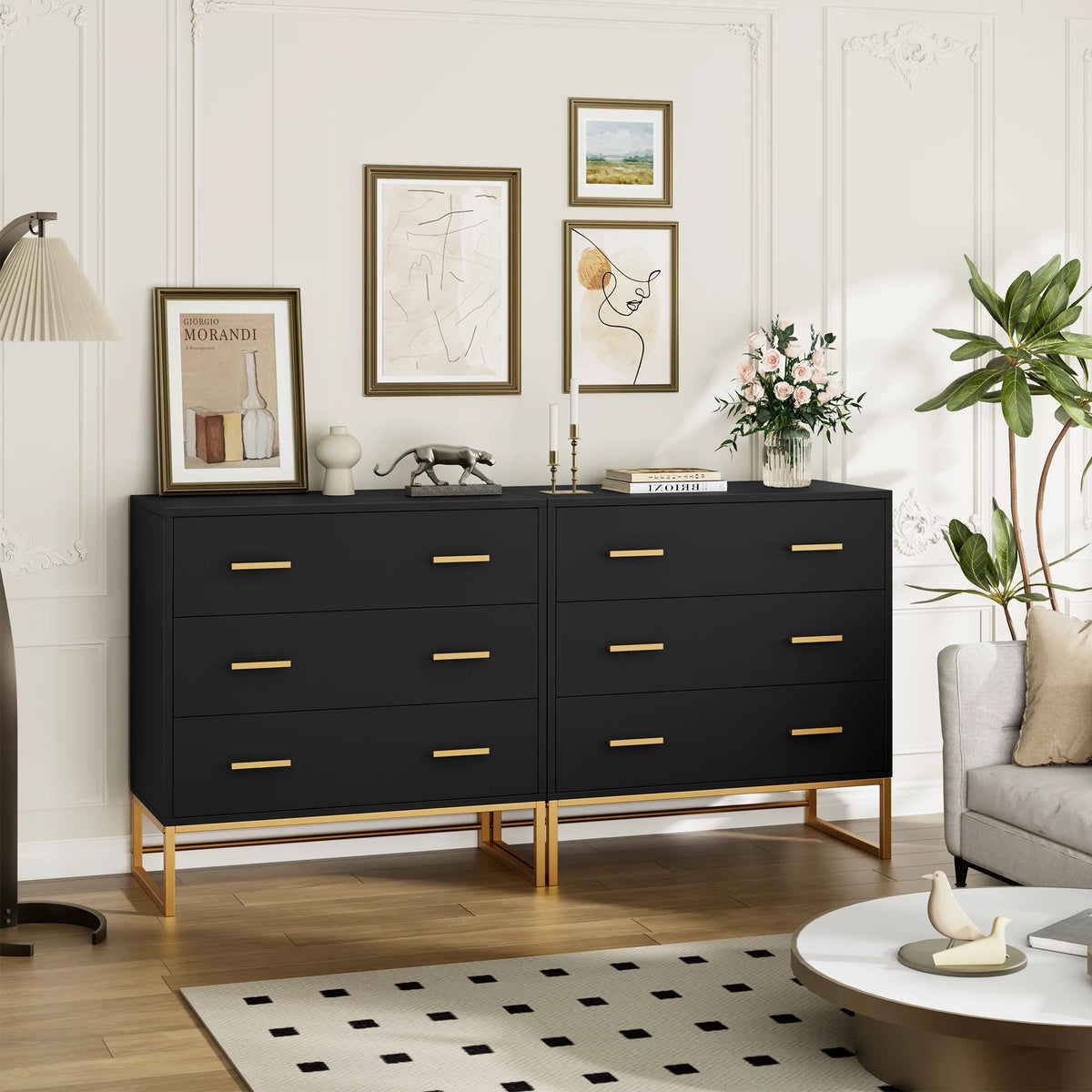 White 3 Drawer Wood Dresser J69125