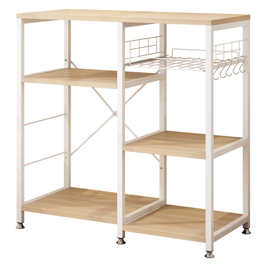 White Oak Bakers Rack with Basket T9125