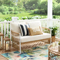 White Wicker Outdoor Loveseat U1545