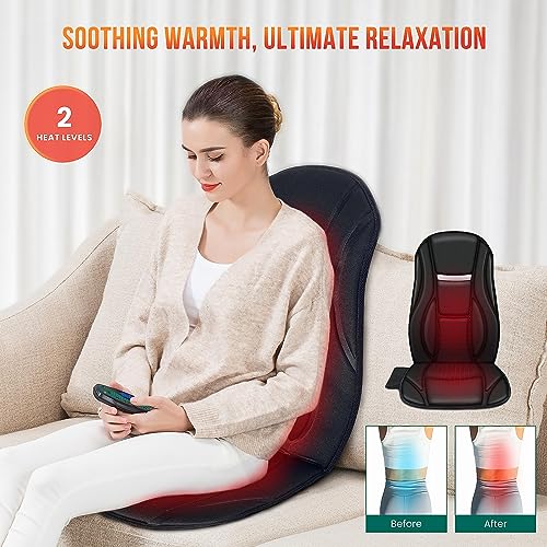 Vibration Back Massager with Heat, Seat Massager with 8 Vibrating Motors & 5 Modes, Chair Massager Cushion K655953
