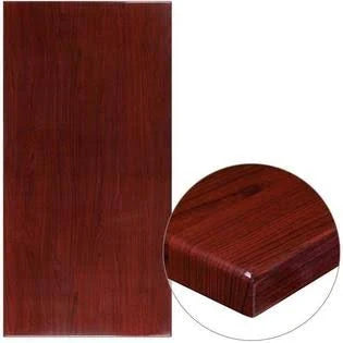 Rectangular High-Gloss Mahogany Resin Table Top with Thick Edge F309