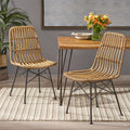 Light Brown Black Wicker Dining Chairs Set of 2 B206719