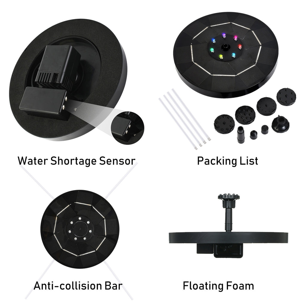 Solar Fountain Pump 3.5W with 1800mAh Battery 6 Nozzles V828