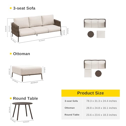 5 Piece Patio Furniture Set with Two Round Coffee Table X4419