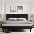 King Size Upholstered Platform Bed with Adjustable Headboard K354019