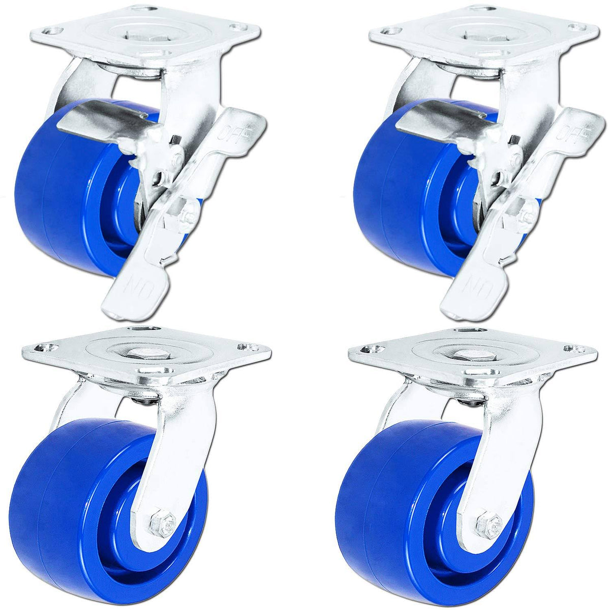 4 inch x 2 inch Stainless Steel Caster Set of 4 with Locking Brakes O10821