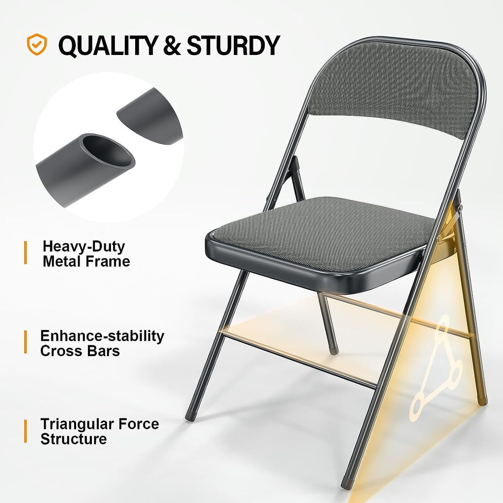 Black Set of 4 Padded Folding Chairs C48810