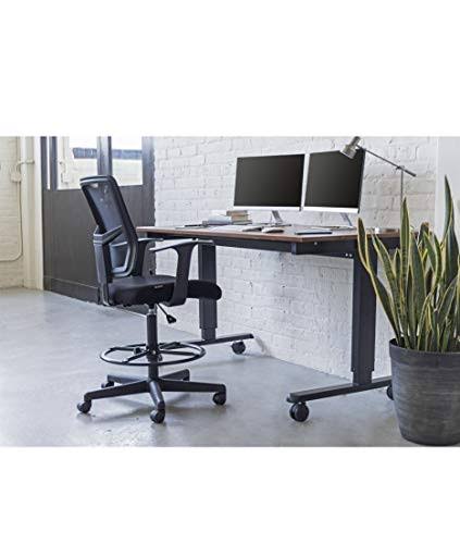 Black Sit to Stand Drafting Stool Chair with Adjustable Footrest and Armrests Y36373