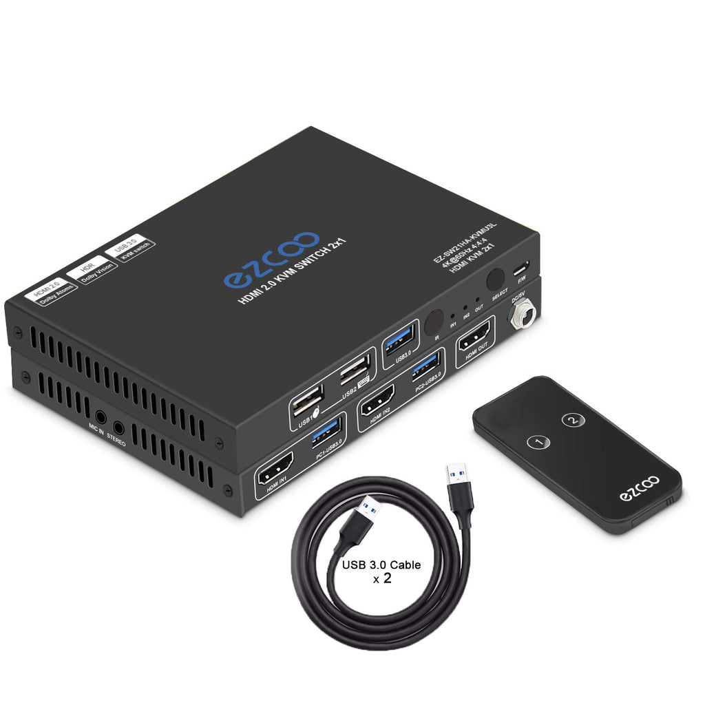 USB 3.0 KVM Switch HDMI 2-Port 4K60 with Stereo Audio Extractor C902