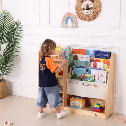 4-Tier Kids Wooden Bookshelf (Natural) Q663838