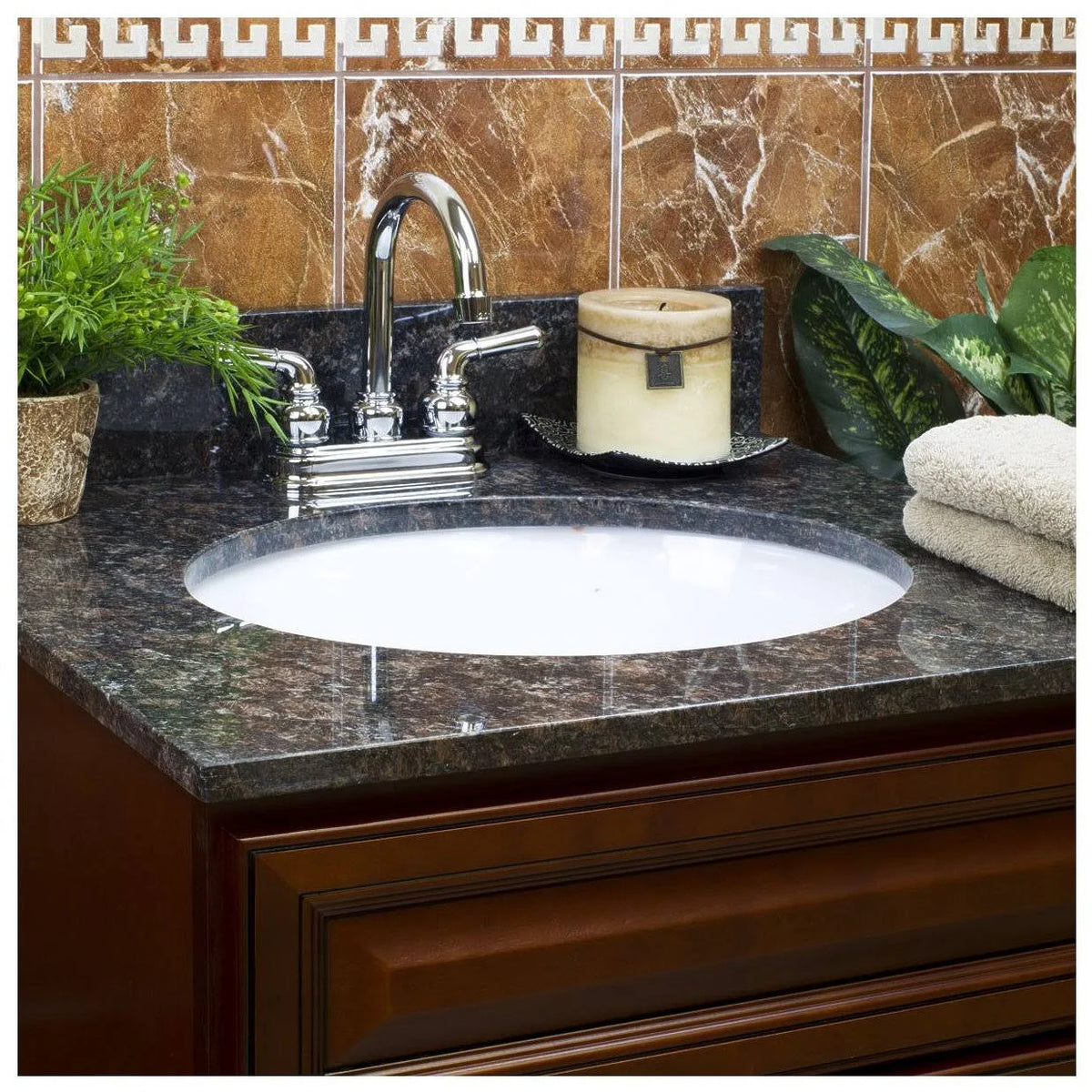 Tan Brown 61W Double Vanity Top with Backsplash P243535