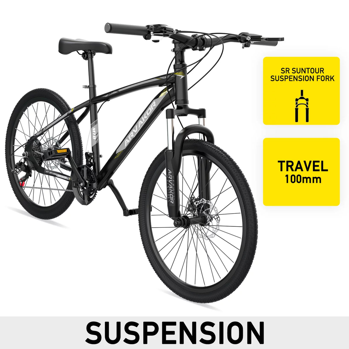 26'' Mountain Bikes 21 Speeds Double Disc Brake Gray D257846
