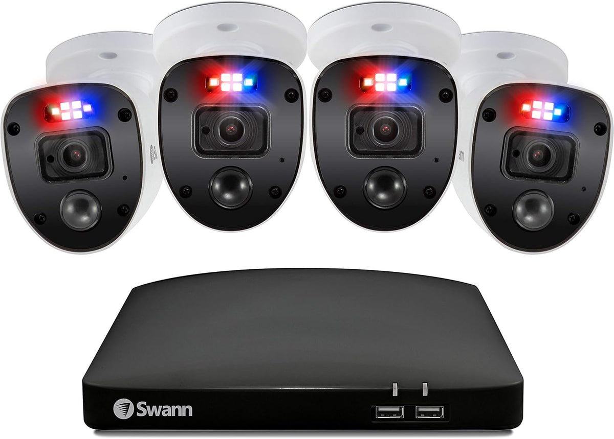 Black Enforcer 8 Channel 4 Camera Wired CCTV Security Camera System V15694