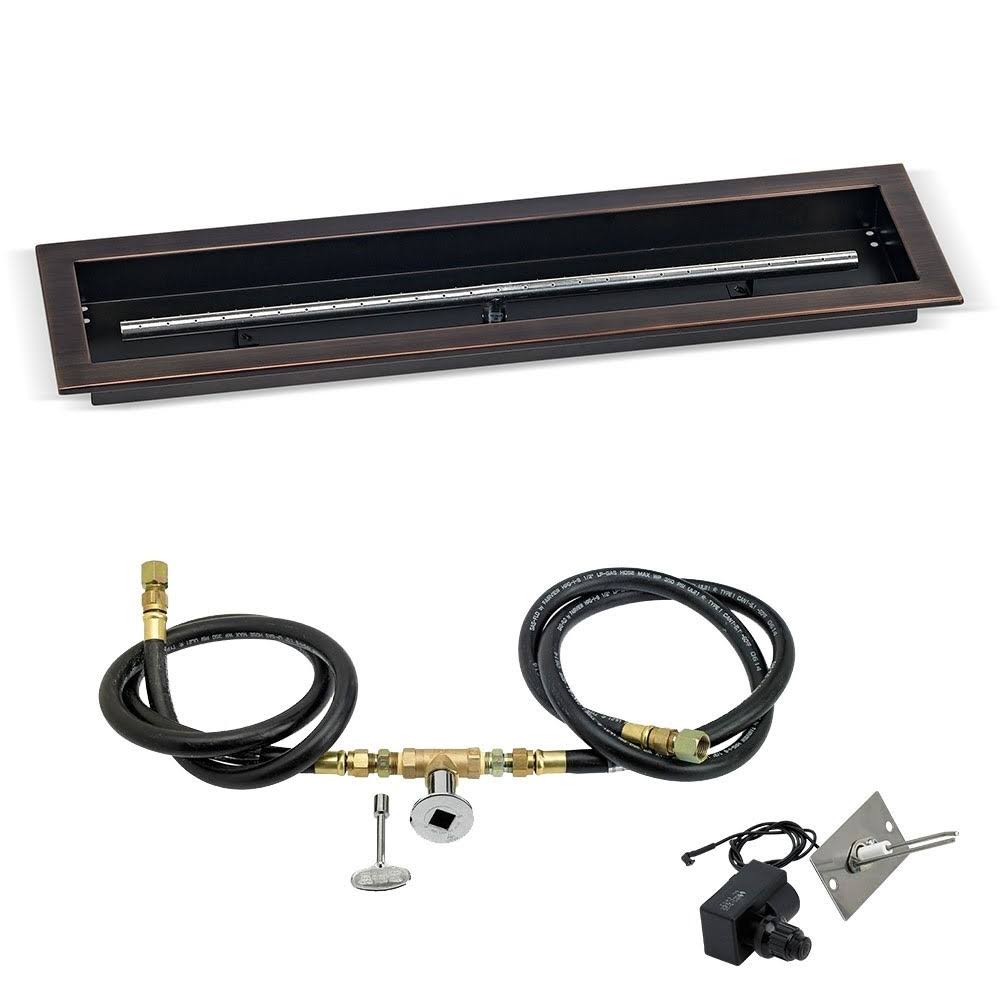 Oil Rubbed Bronze Trough Pan Natural Gas Fire Pit Kit T54171