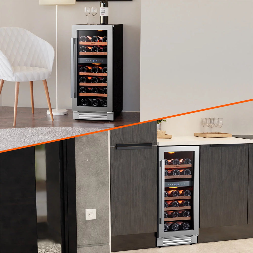 15 inch 28 Bottle Dual Zone Stainless Steel Wine Cooler G308