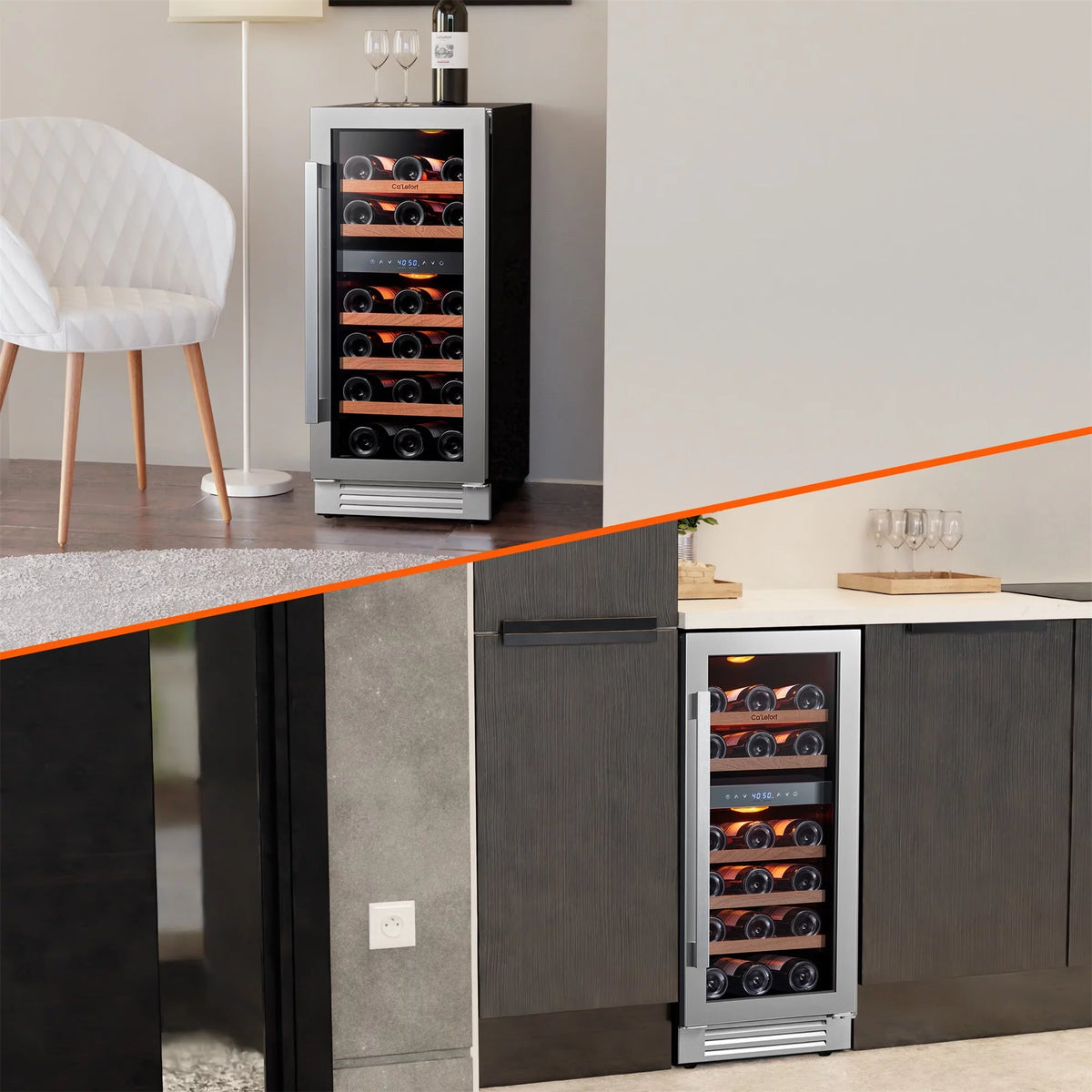 15 inch 28 Bottle Dual Zone Stainless Steel Wine Cooler G308