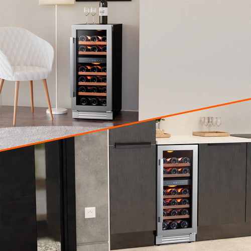 15 inch 28 Bottle Dual Zone Stainless Steel Wine Cooler G308