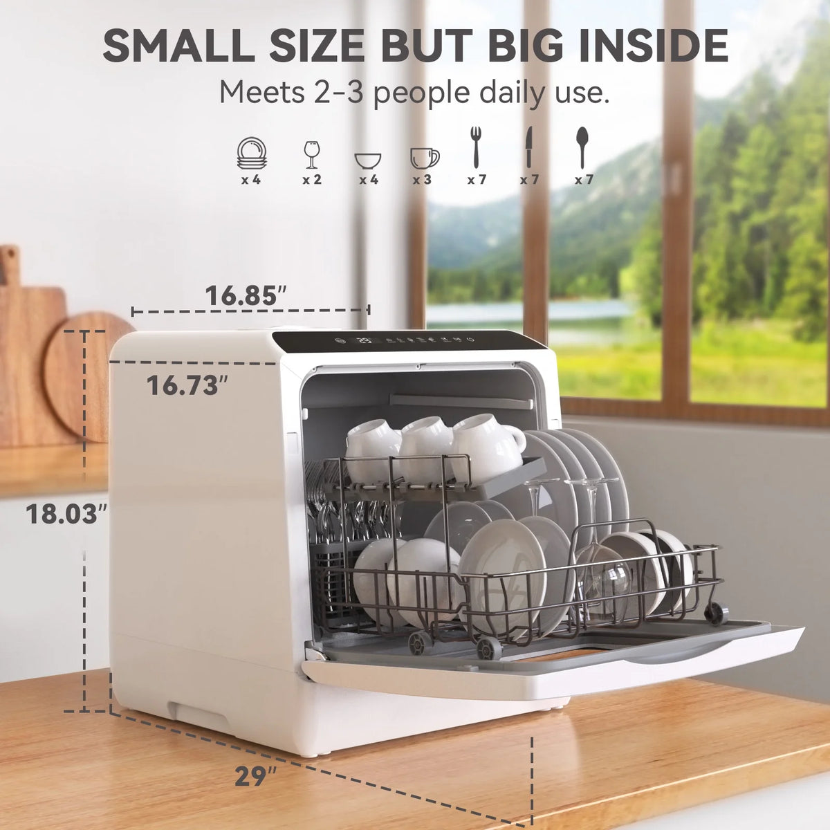Portable Countertop Dishwasher with 5L Built-in Water Tank D82046